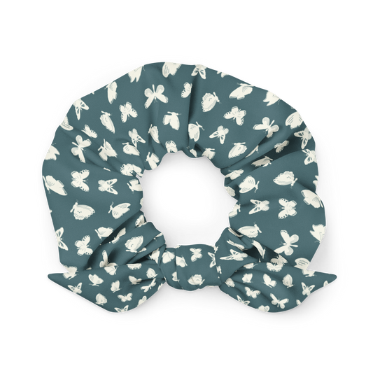 White Butterflies - Recycled Scrunchie