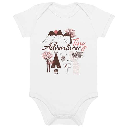 Pink Tiny Adventurer - 100% Organic Cotton Baby Onesie
